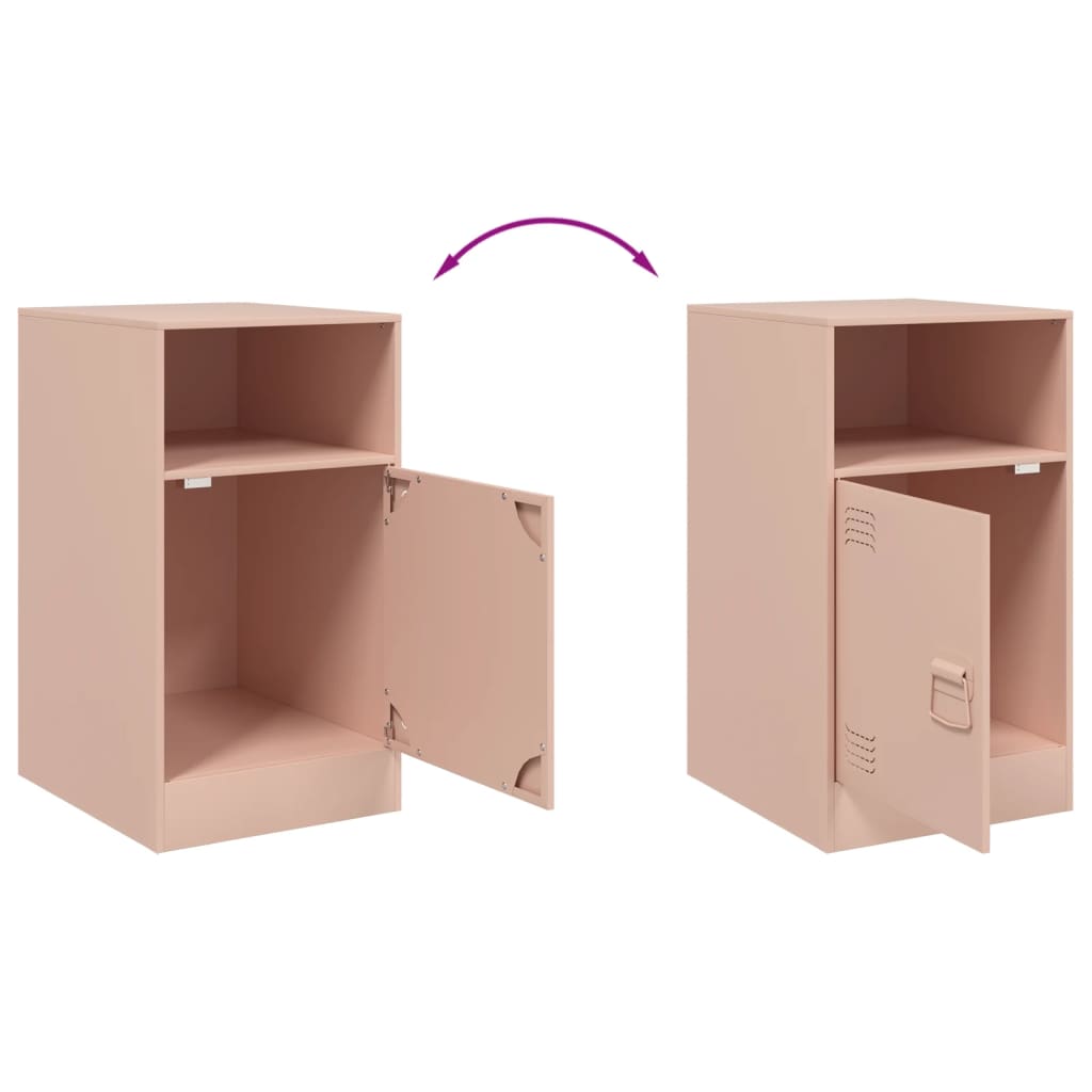 Nattbord 2 stk rosa 34,5x39x62 cm stål