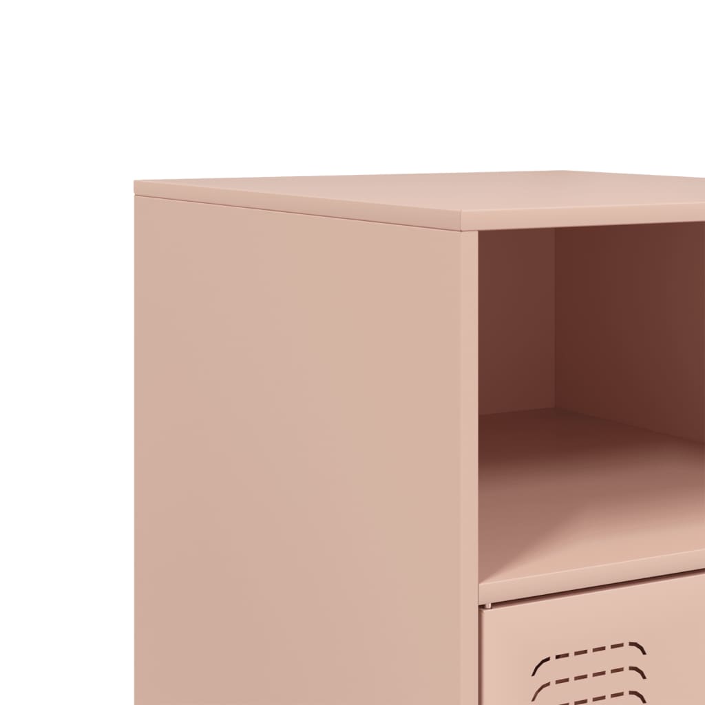 Nattbord 2 stk rosa 34,5x39x62 cm stål