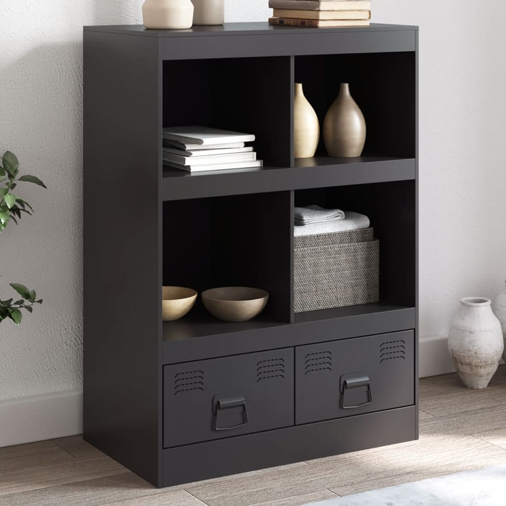 Highboard svart 67x39x95 cm stål