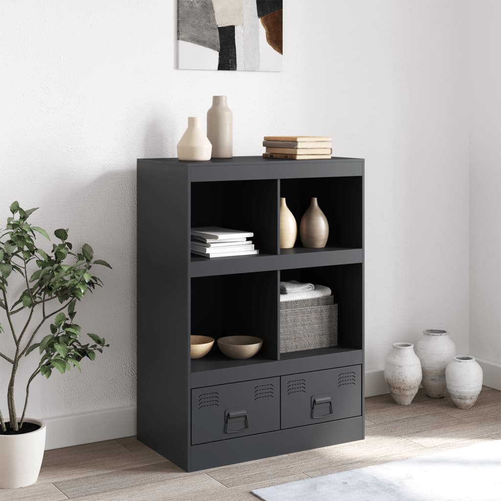 Highboard antrasitt 67x39x95 cm stål