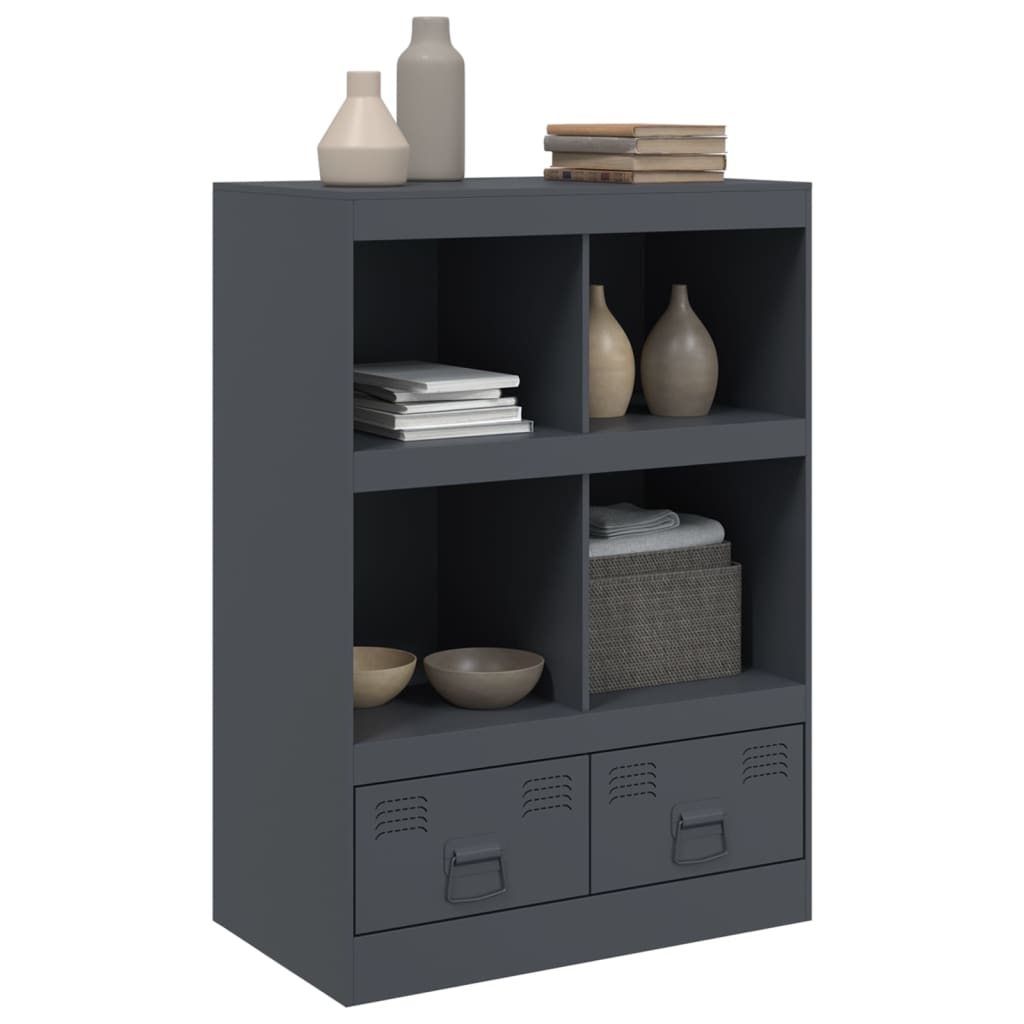 Highboard antrasitt 67x39x95 cm stål