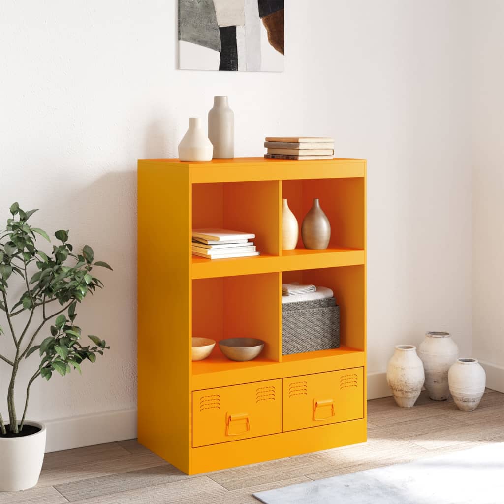 Highboard sennepsgul 67x39x95 cm stål