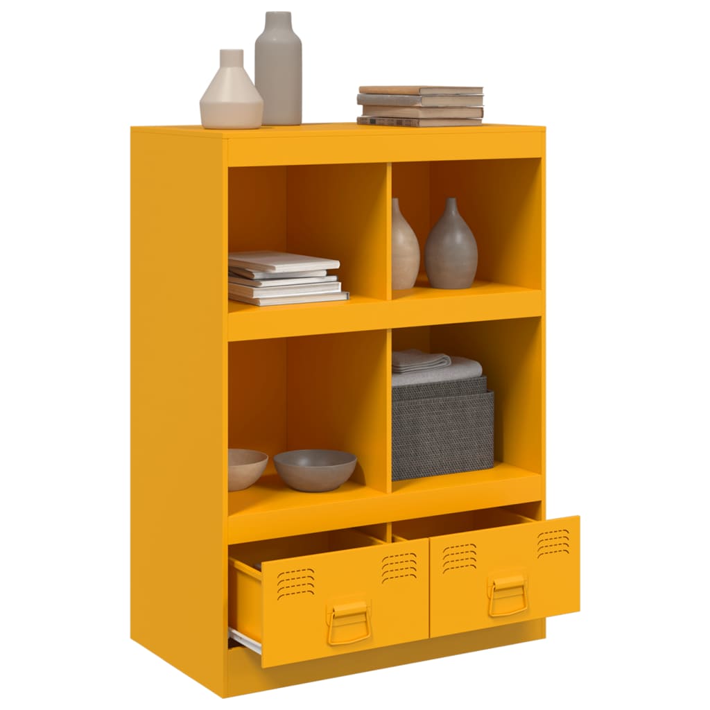 Highboard sennepsgul 67x39x95 cm stål