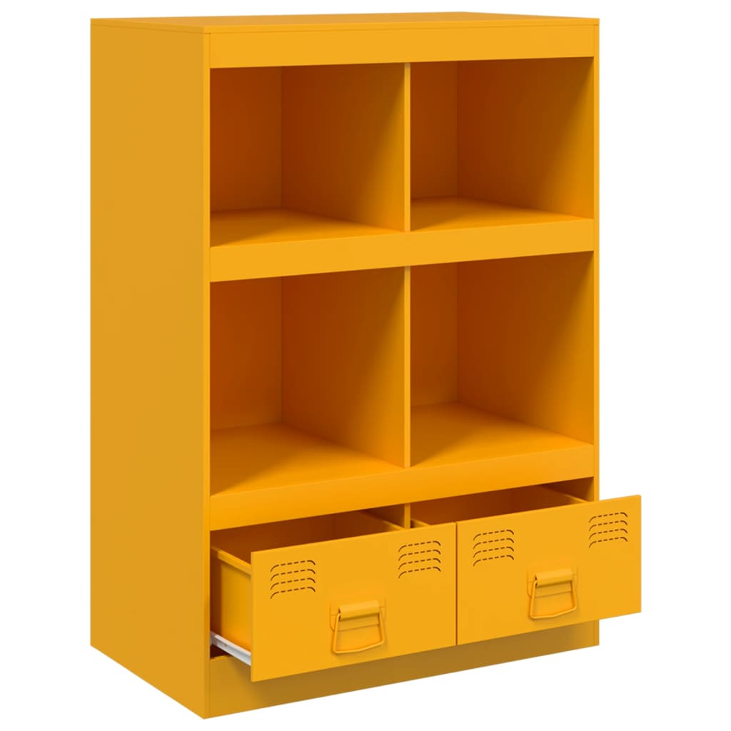 Highboard sennepsgul 67x39x95 cm stål