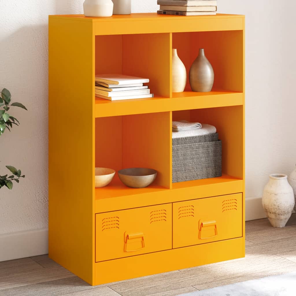 Highboard sennepsgul 67x39x95 cm stål
