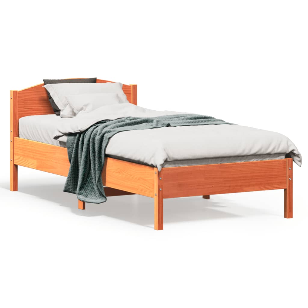 Sengeramme uten madrass voksbrun 90x190 cm heltre furu