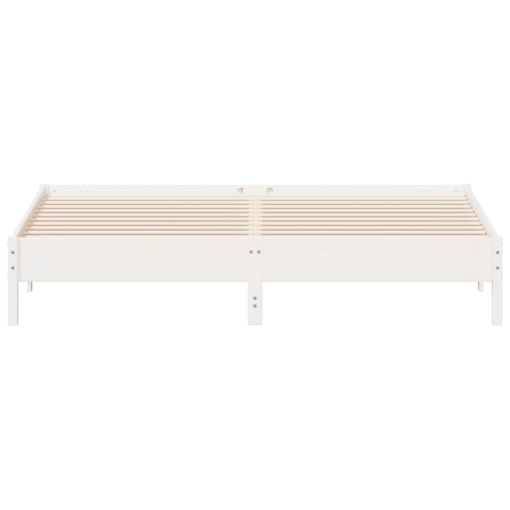 Sengeramme med madrass hvit 200x200 cm heltre furu