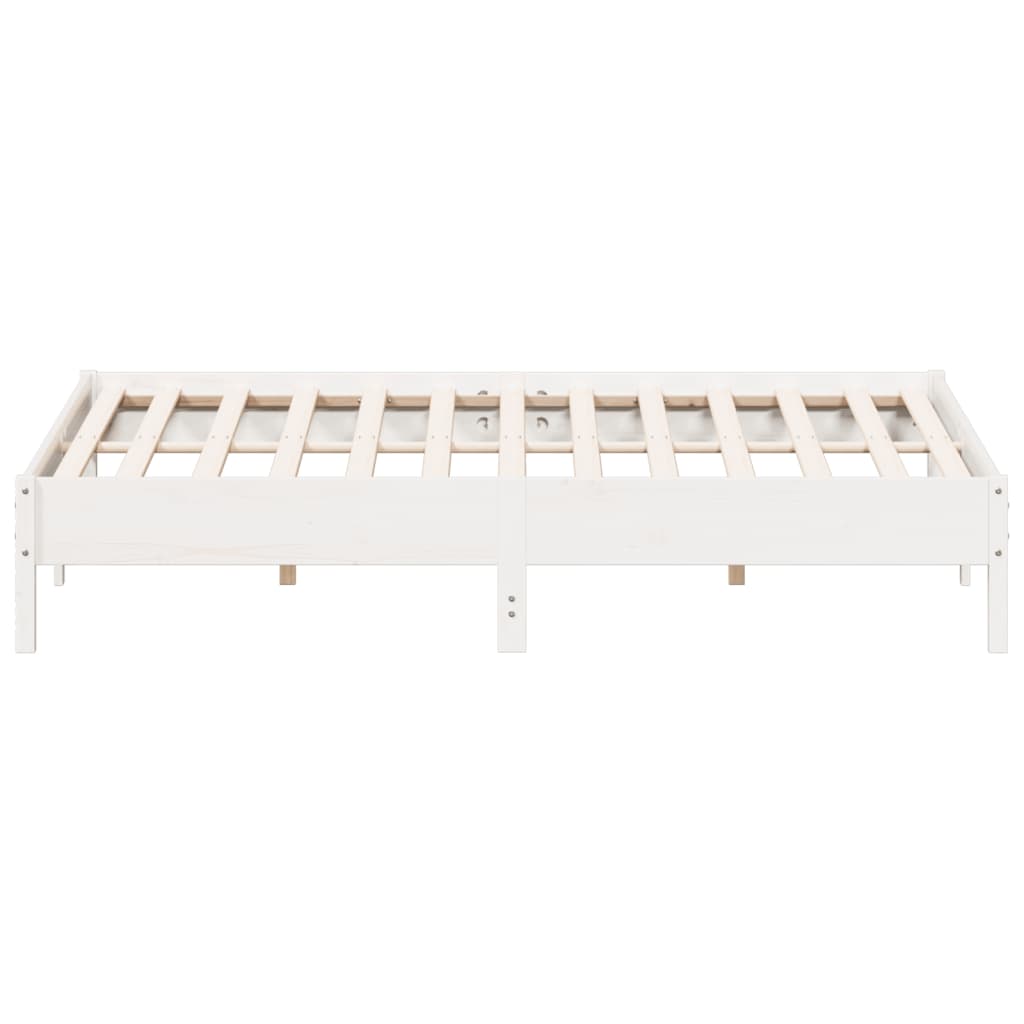 Sengeramme med madrass hvit 200x200 cm heltre furu
