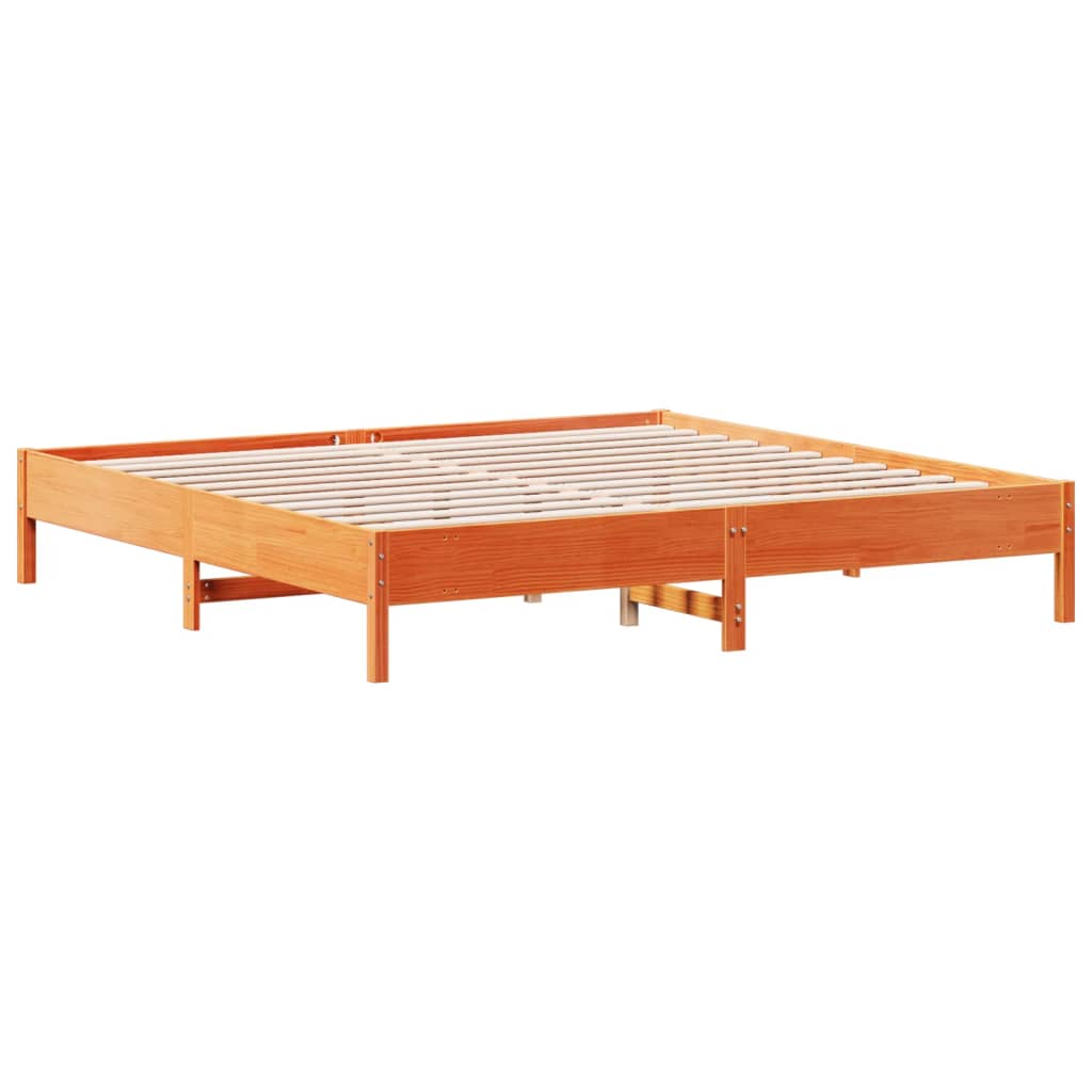 Sengeramme uten madrass voksbrun 200x200 cm heltre furu