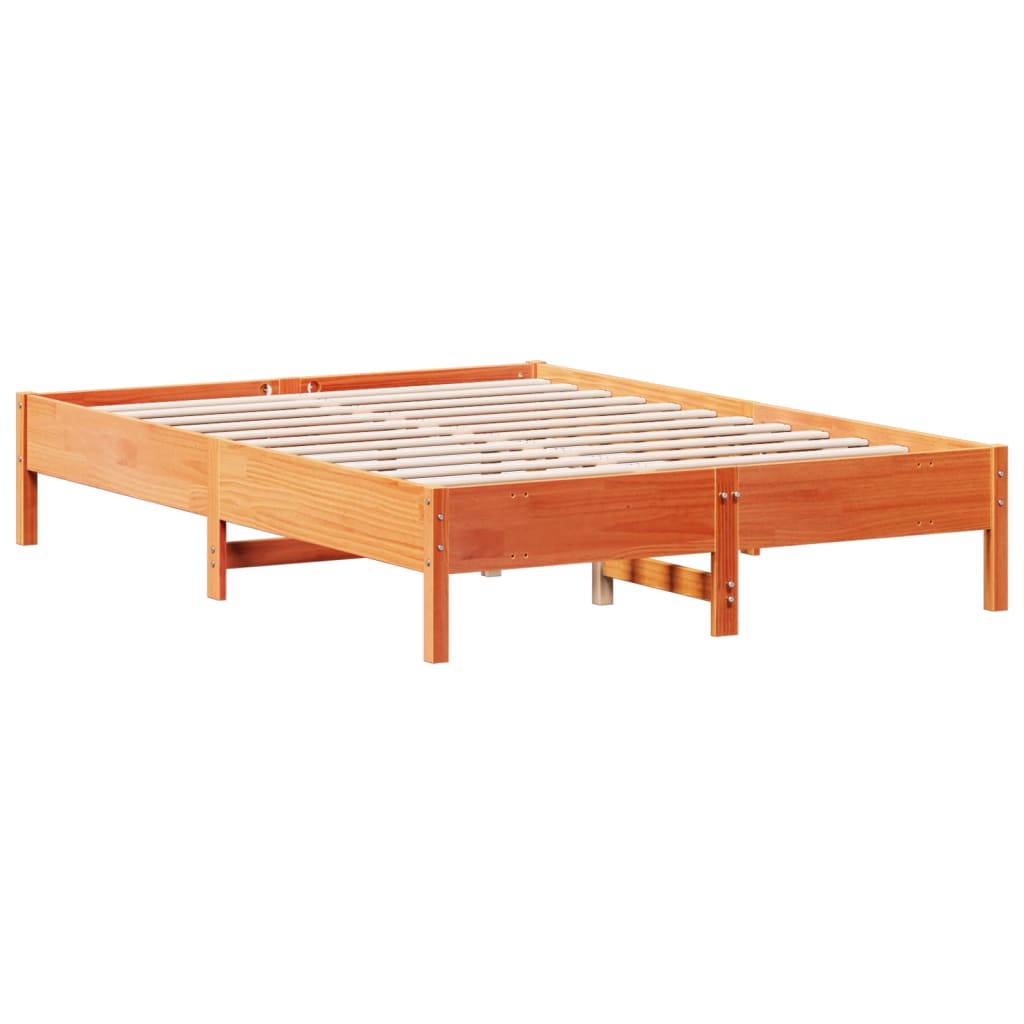 Sengeramme uten madrass voksbrun 140x200 cm heltre furu