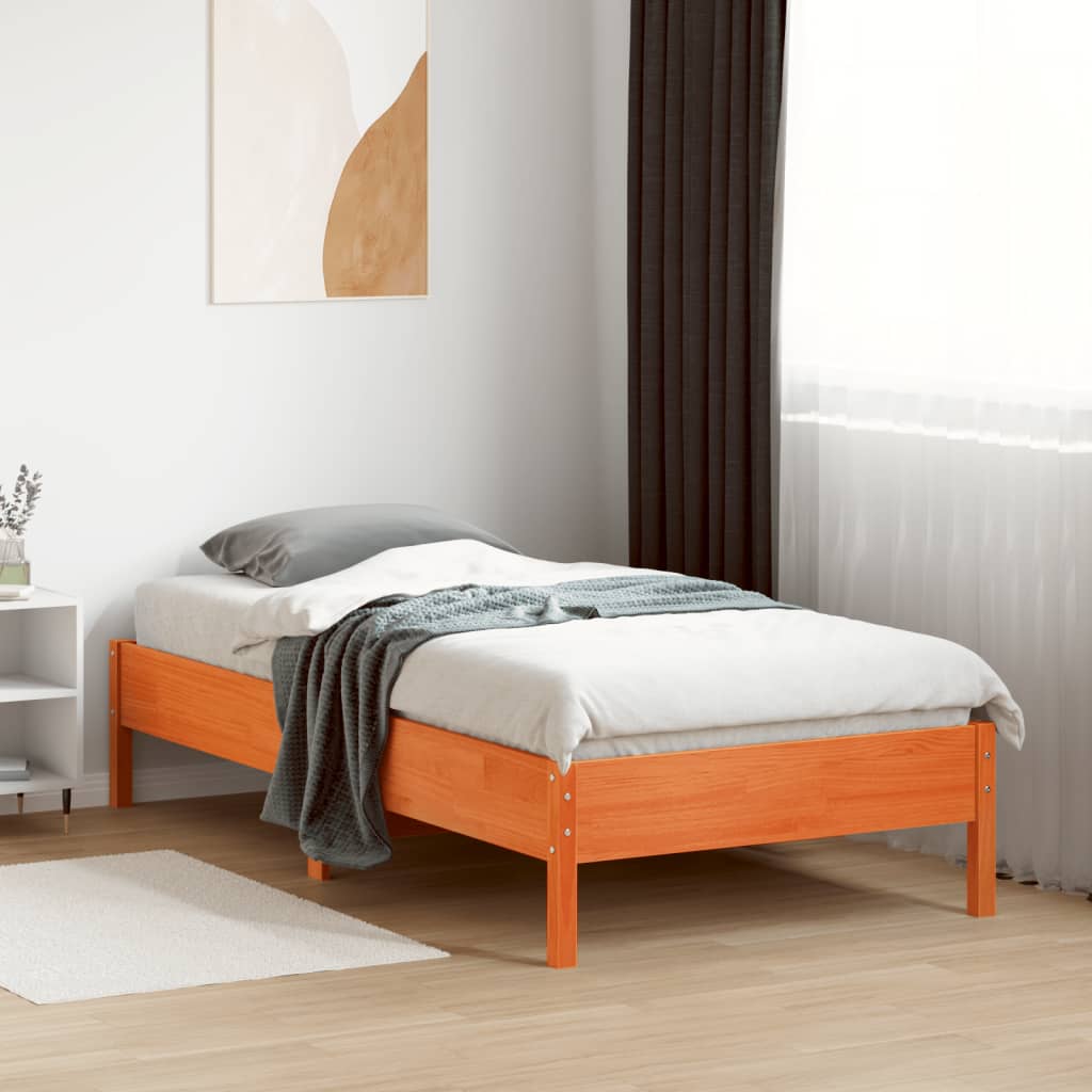 Sengeramme uten madrass voksbrun 90x190 cm heltre furu