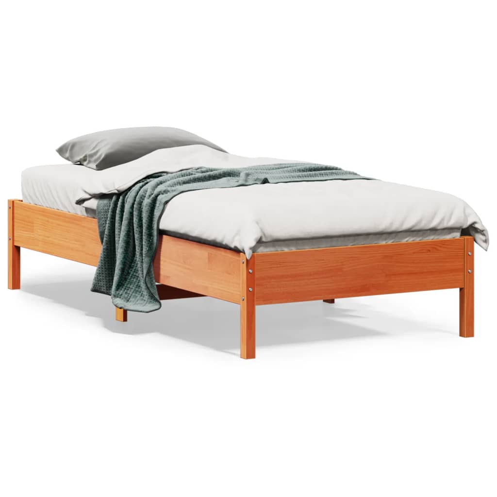 Sengeramme uten madrass voksbrun 90x190 cm heltre furu