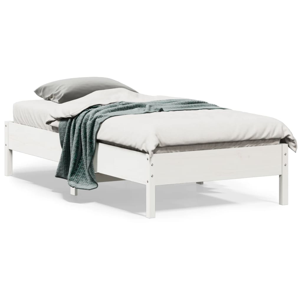 Sengeramme uten madrass hvit 75x190 cm heltre furu