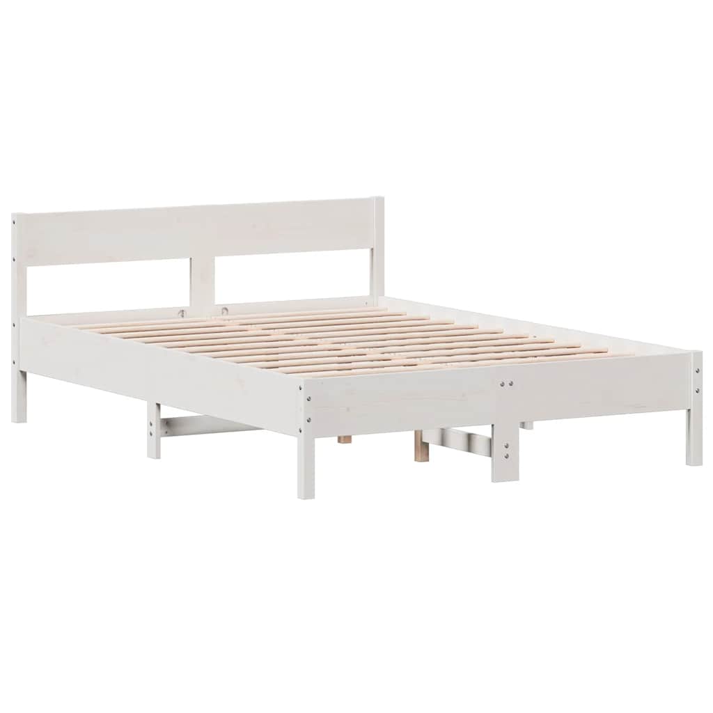 Sengeramme uten madrass hvit 150x200 cm heltre furu