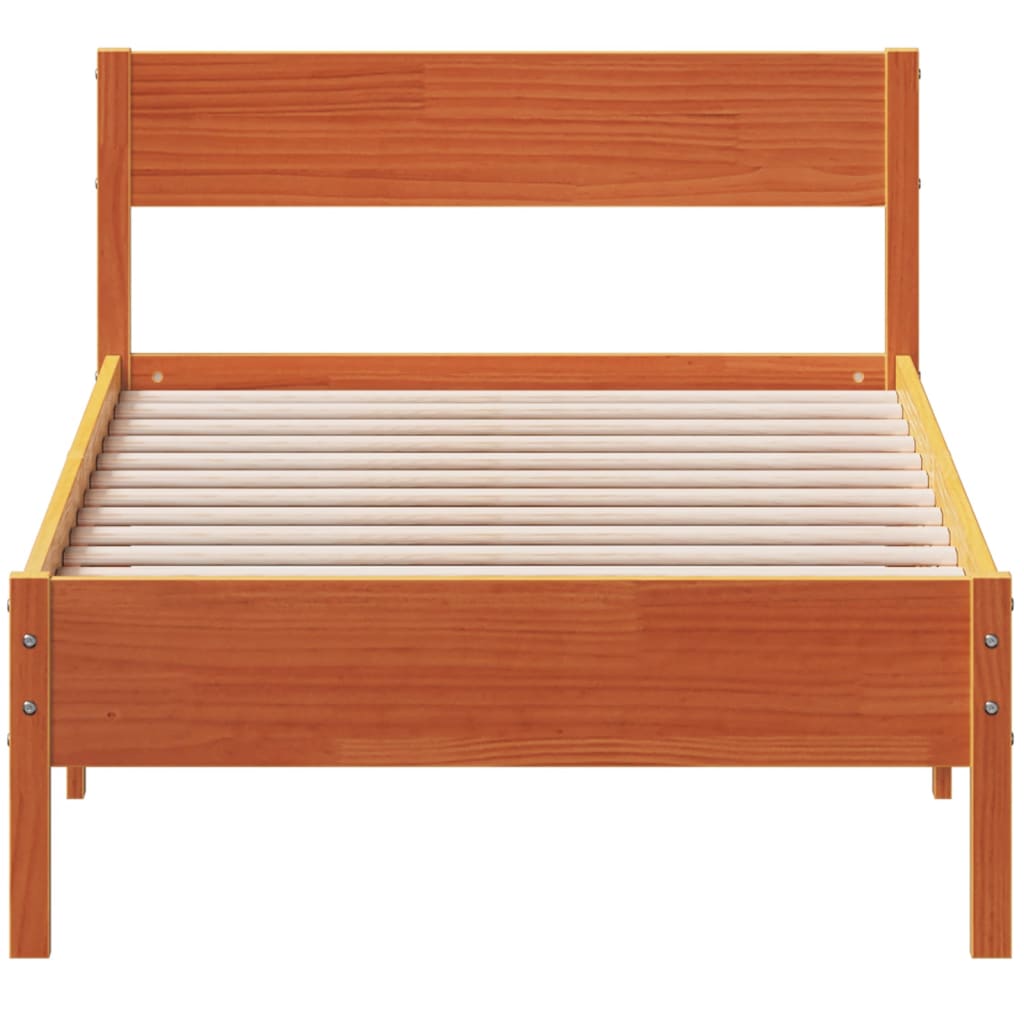 Sengeramme uten madrass voksbrun 90x200 cm heltre furu