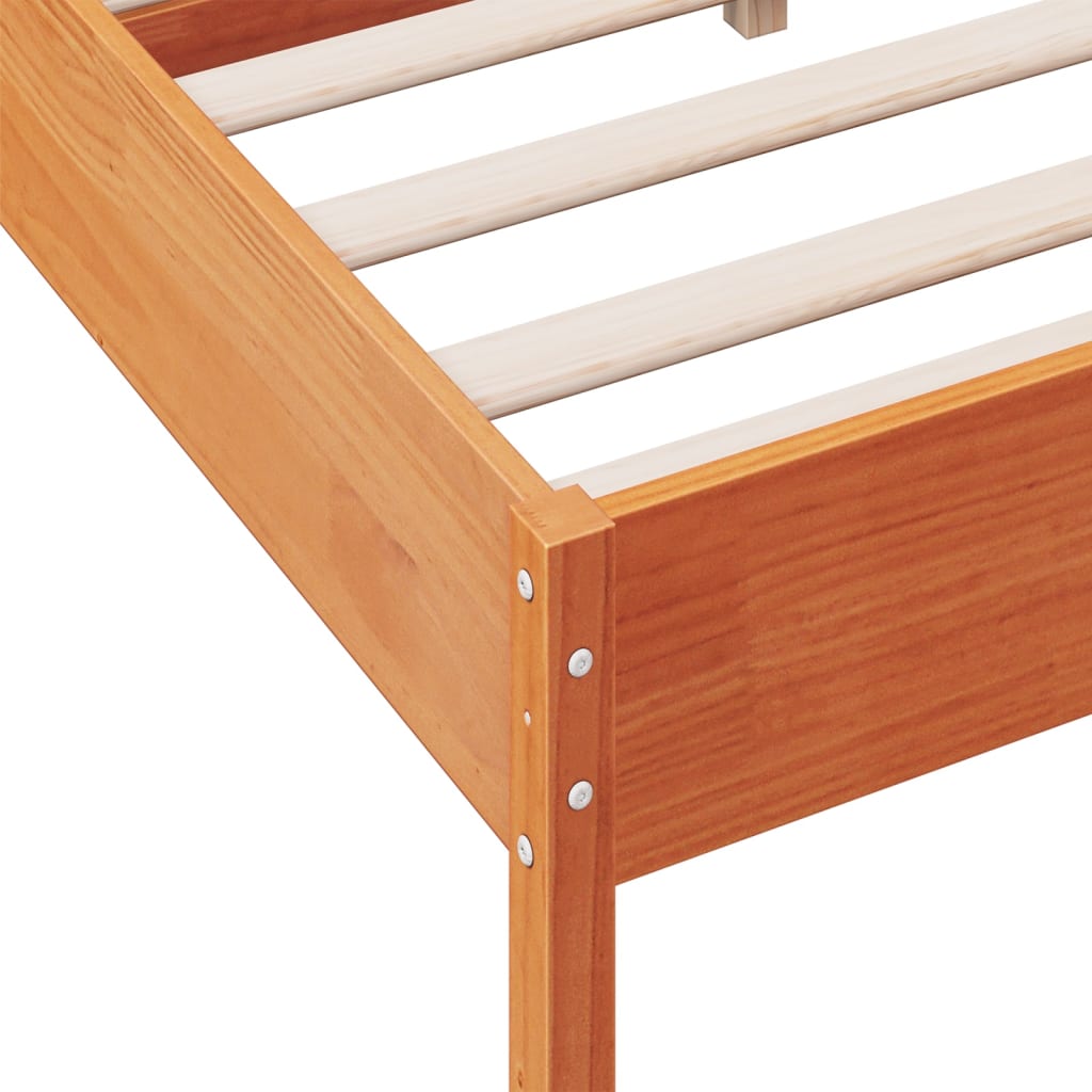 Sengeramme uten madrass voksbrun 140x190 cm heltre furu