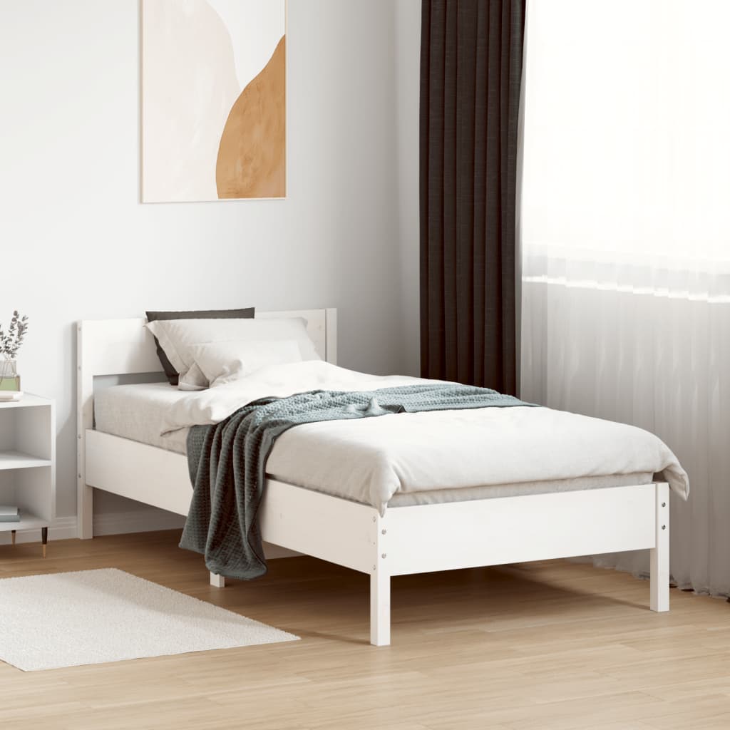 Sengeramme uten madrass hvit 90x190 cm heltre furu