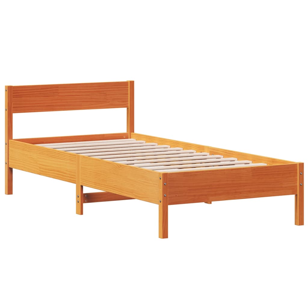 Sengeramme uten madrass voksbrun 90x190 cm heltre furu