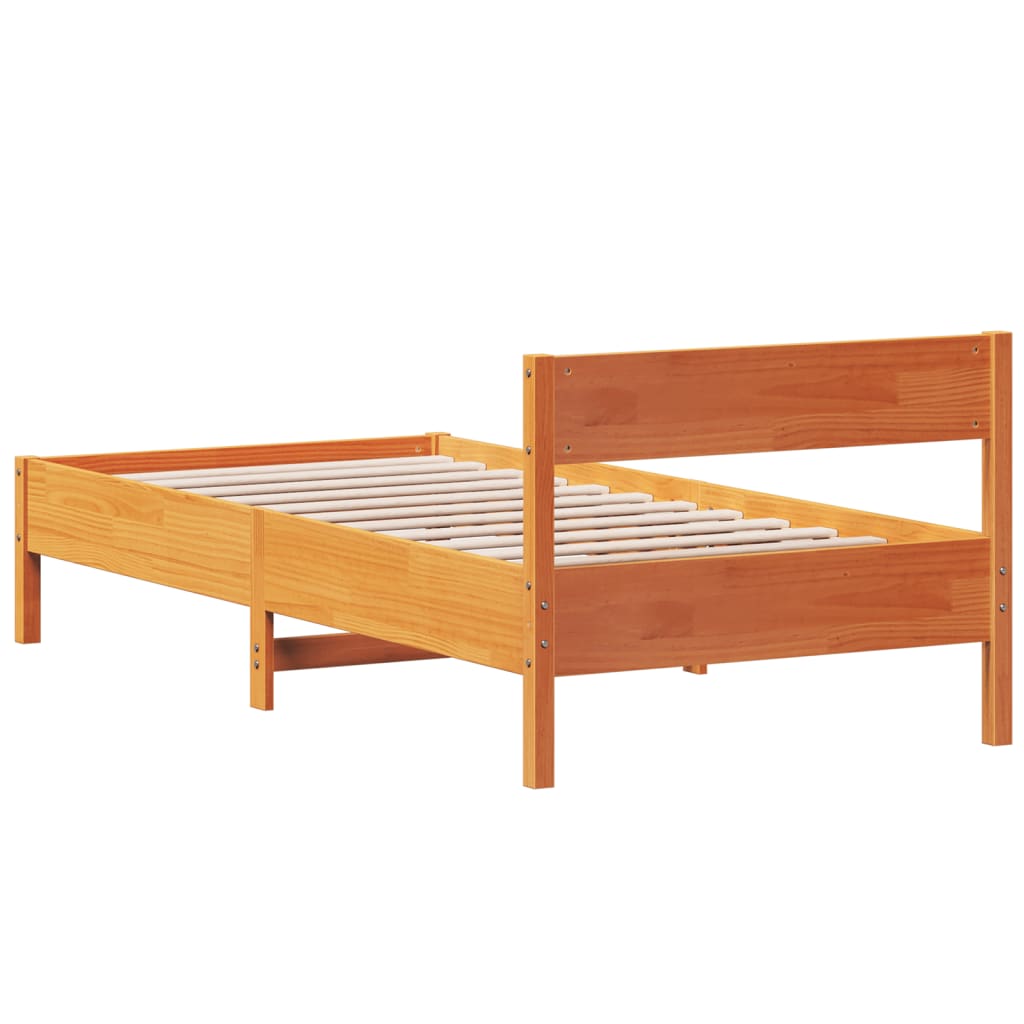 Sengeramme uten madrass voksbrun 90x190 cm heltre furu