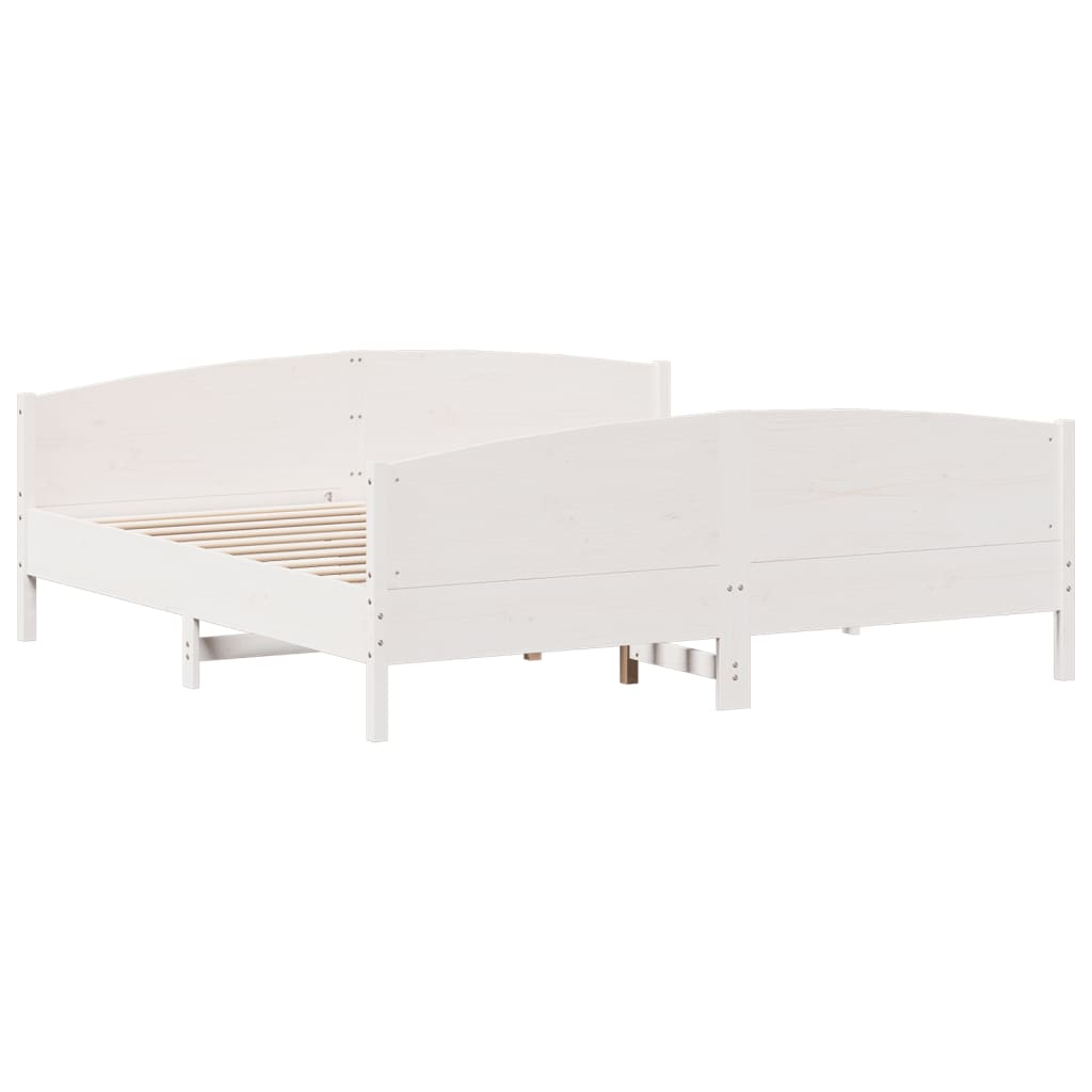 Sengeramme med madrass hvit 200x200 cm heltre furu