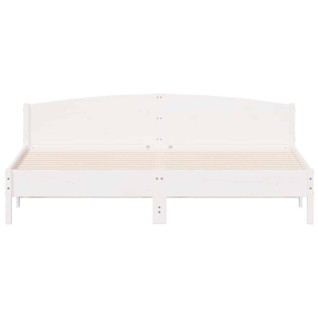 Sengeramme med madrass hvit 200x200 cm heltre furu