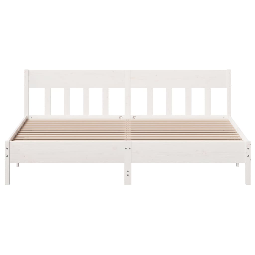 Sengeramme med madrass hvit 200x200 cm heltre furu