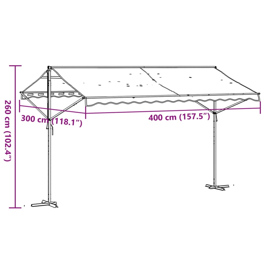 Frittstående markise blå og hvit 400x300 cm stoff og stål vidaXL