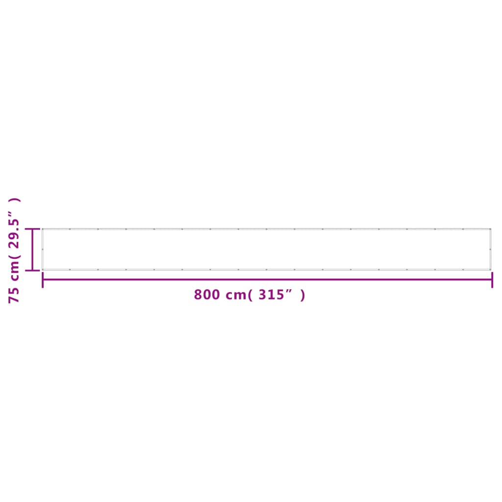 Balkongskjerm hvit 75x800 cm 100% polyester oxford vidaXL