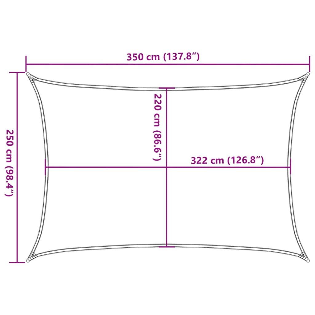 Solseil lysegrå 3,5x2,5 m 100% polyester oxford vidaXL