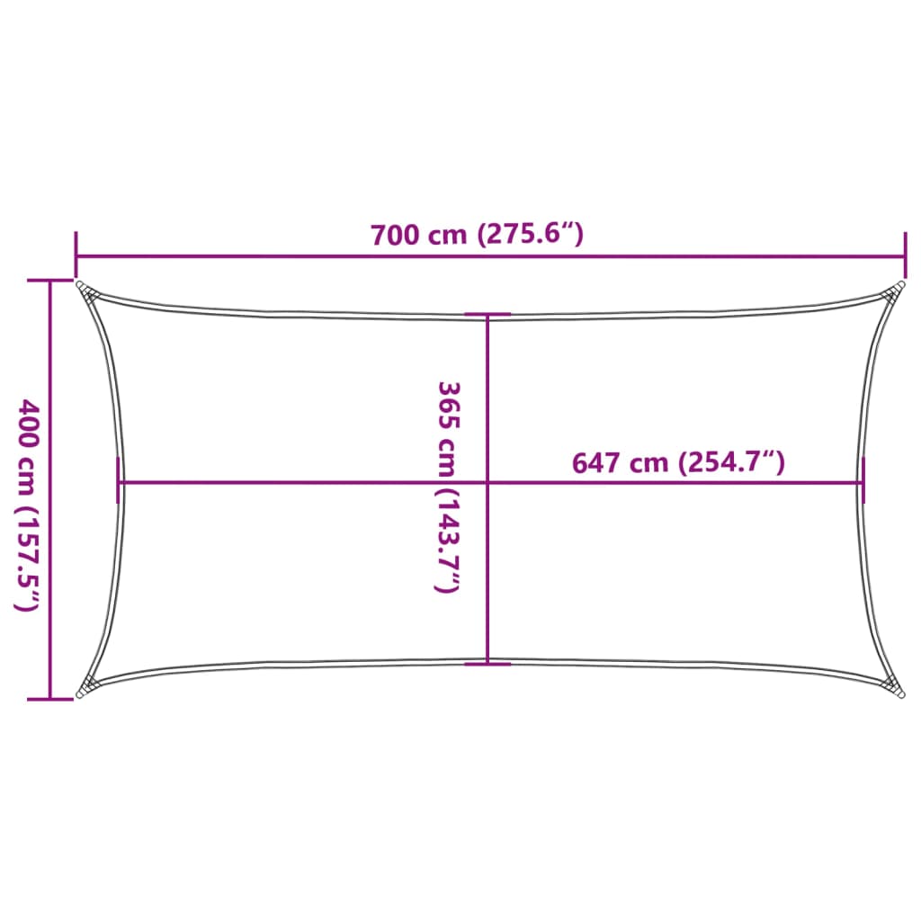 Solseil sand 7x4 m 100% polyester oxford