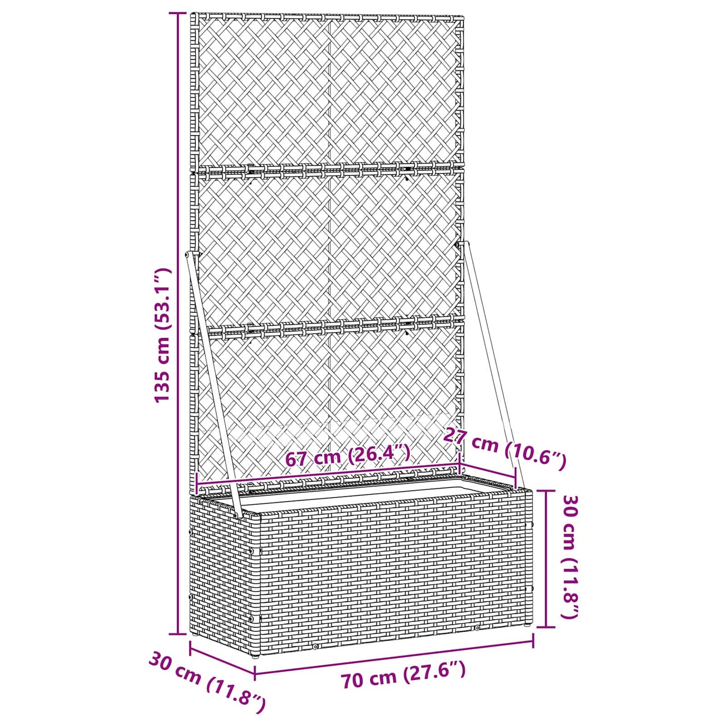 Hage Espalier Planter Brun 70 x 30 x 135 cm Metall