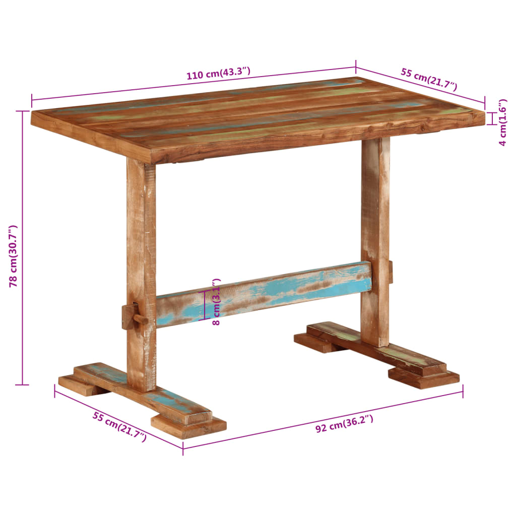 Spisebord 110x55x78 cm gjenvunnet heltre