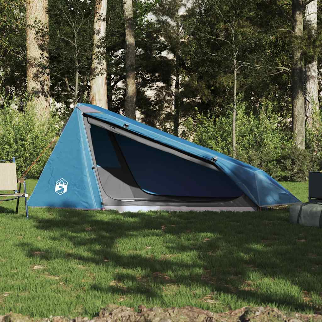 Tunneltelt for camping 1 person blå vanntett