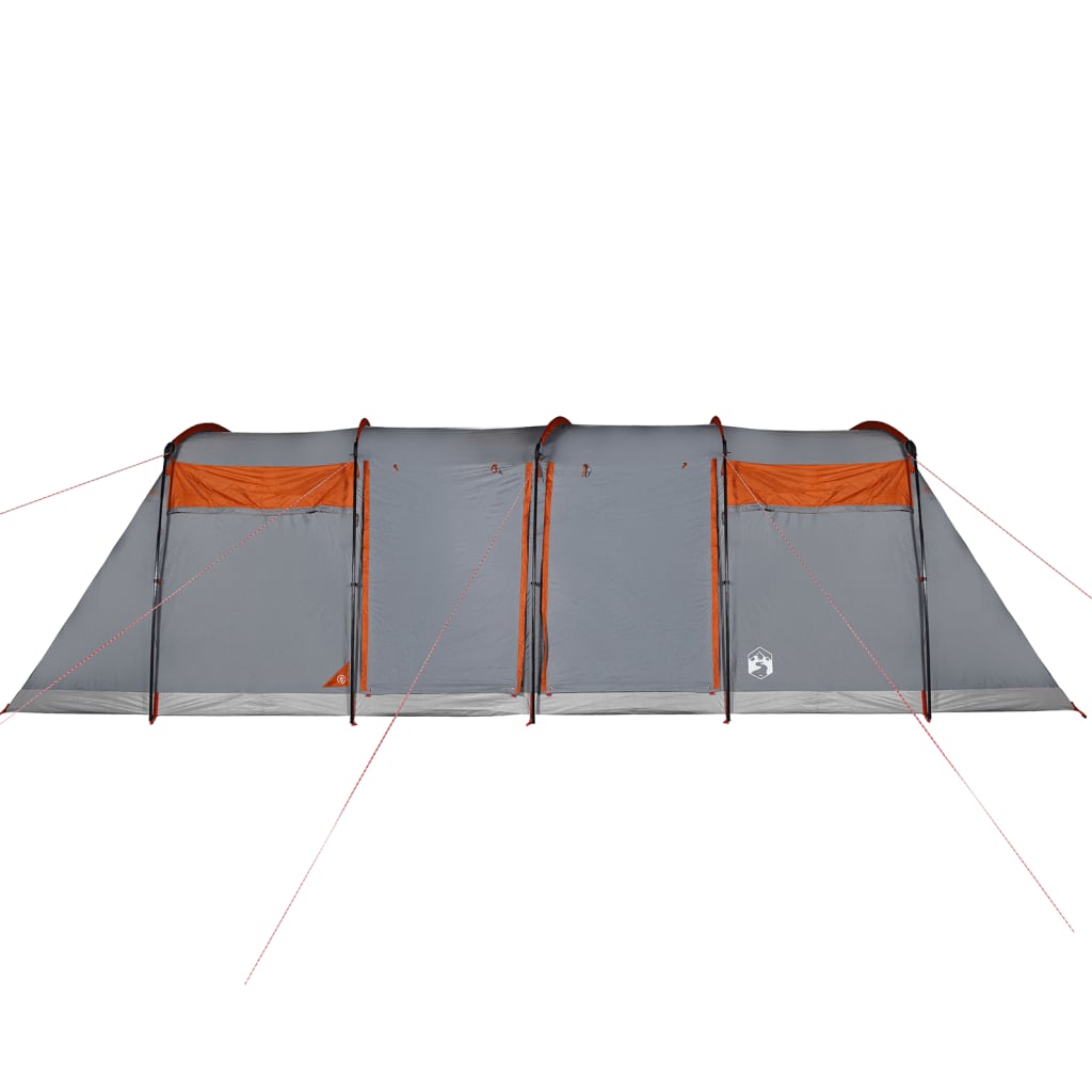 Tunneltelt for camping 8 personer grå og oransje vanntett