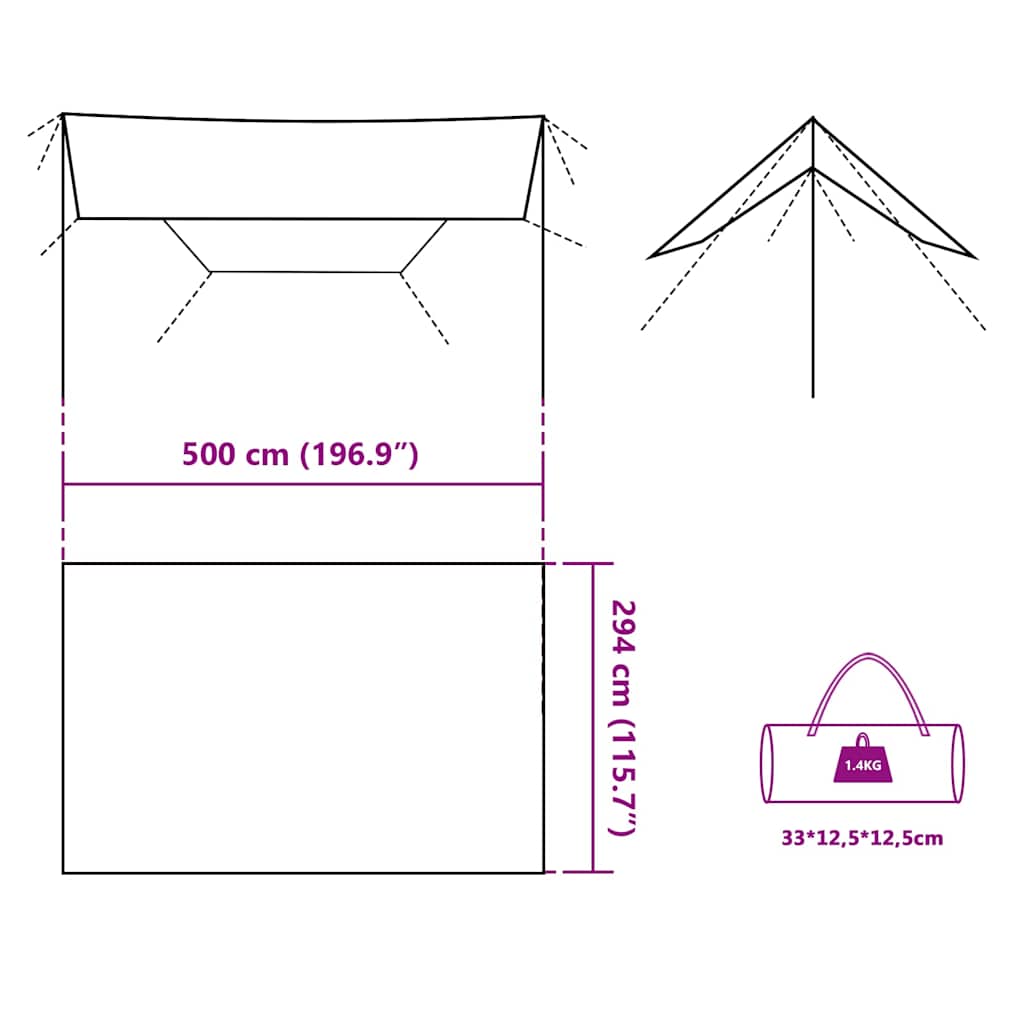 Campingpresenning blå 500x294 cm vanntett