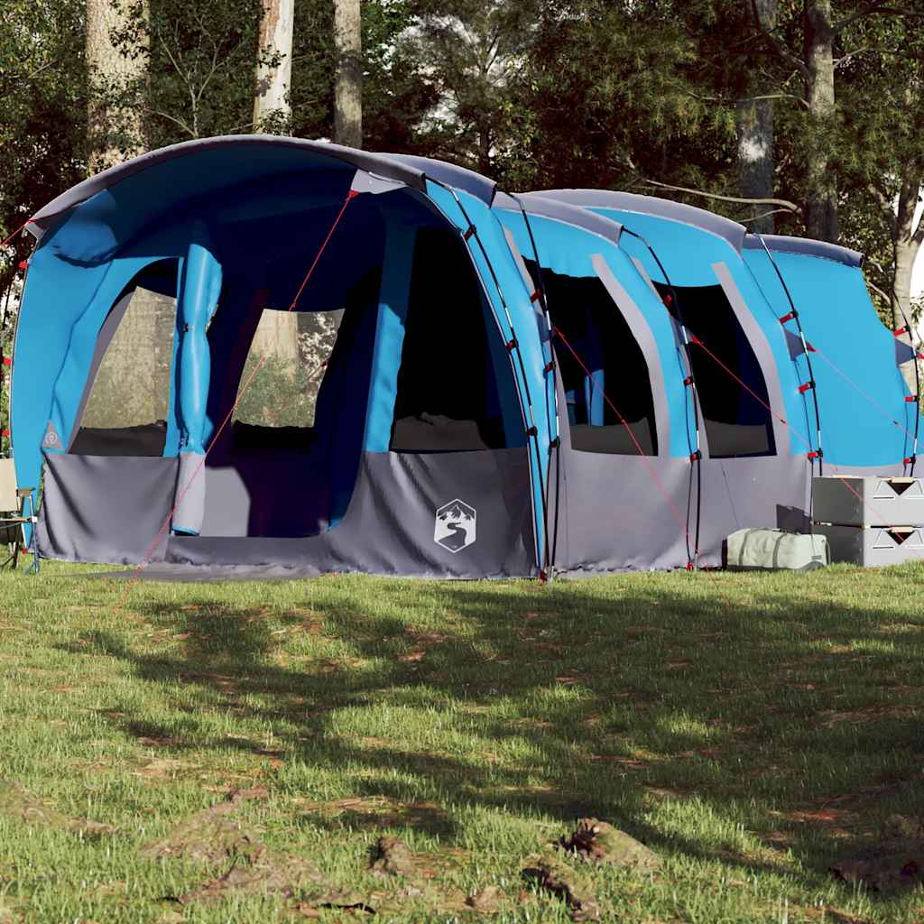 Tunneltelt for camping 8 personer blå vanntett