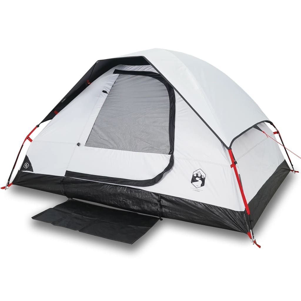 Kuppeltelt for camping 2 personer hvit blendingsstoff vanntett