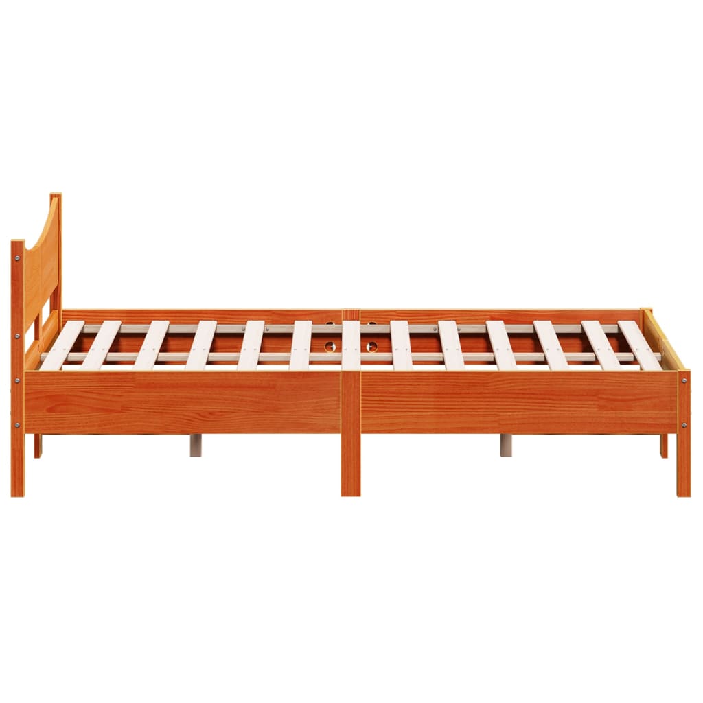 Sengeramme uten madrass voksbrun 140x200 cm heltre furu
