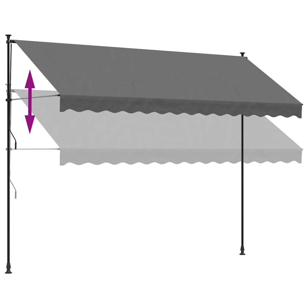 Uttrekkbar markise antrasitt 350x150 cm stoff og stål