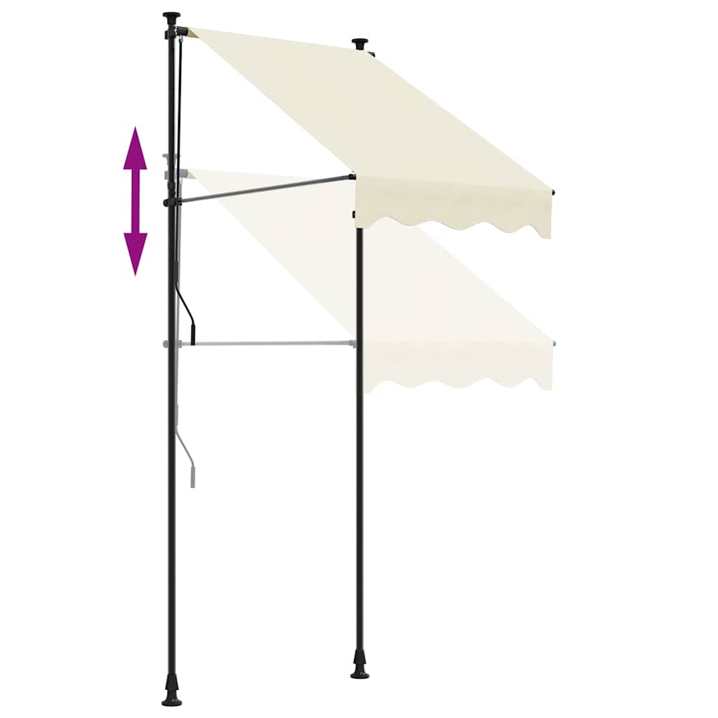 Uttrekkbar markise kremhvit 150x150 cm stoff og stål