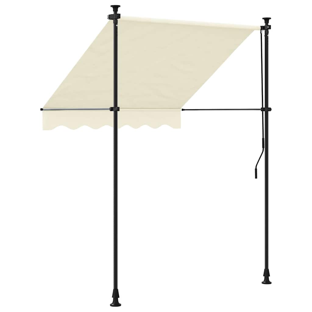 Uttrekkbar markise kremhvit 200x115 cm stoff og stål