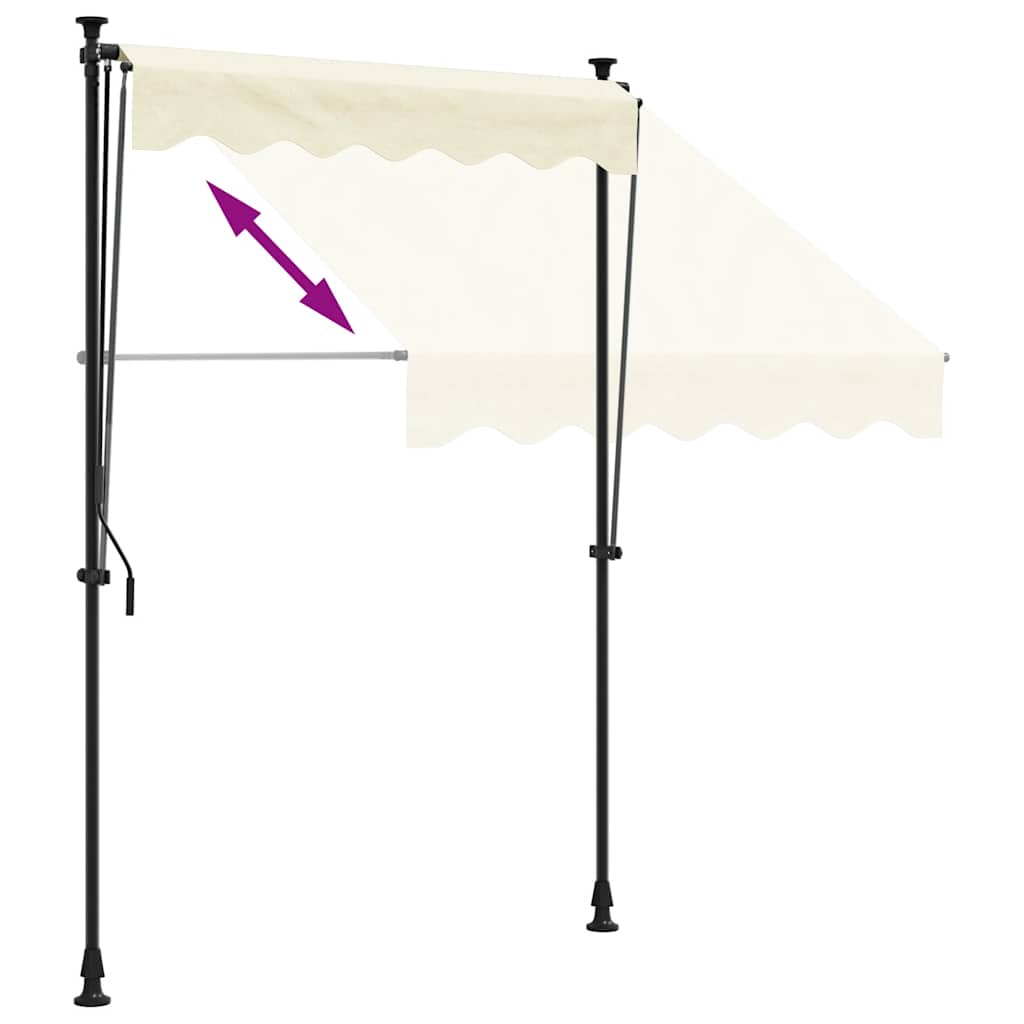 Uttrekkbar markise kremhvit 200x115 cm stoff og stål