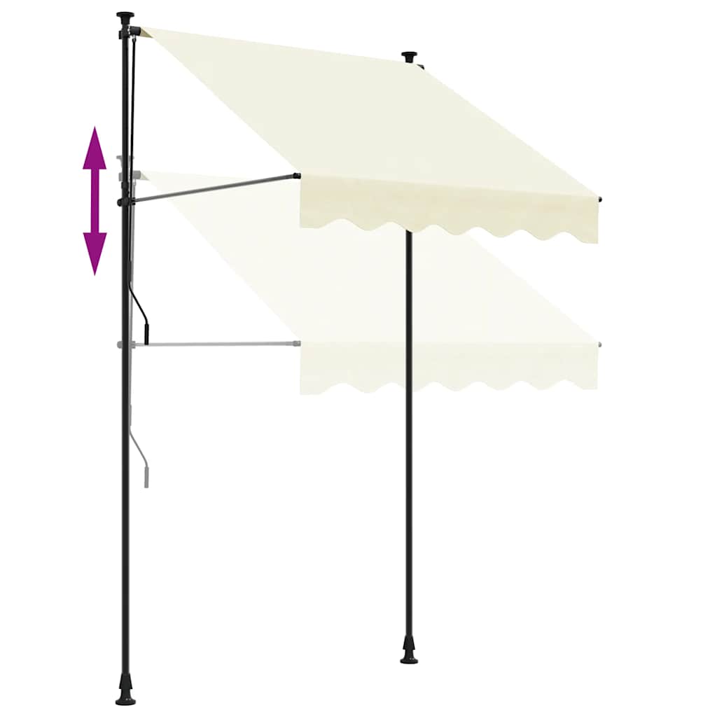 Uttrekkbar markise kremhvit 200x115 cm stoff og stål