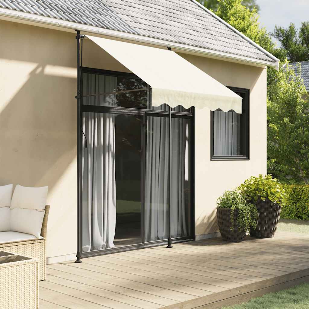 Uttrekkbar markise kremhvit 200x115 cm stoff og stål