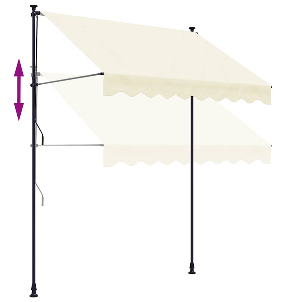 Uttrekkbar markise kremhvit 250x150 cm stoff og stål