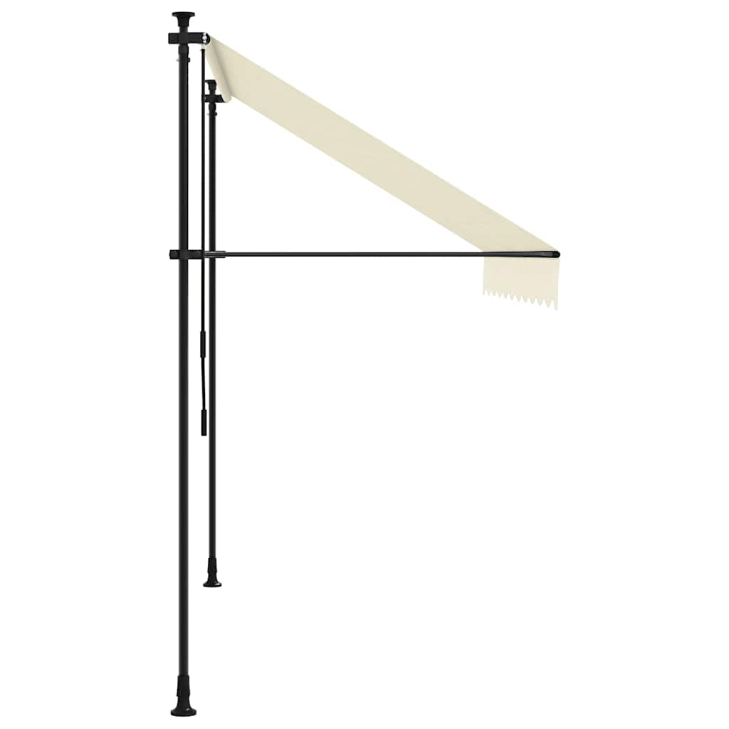 Uttrekkbar markise kremhvit 300x150 cm stoff og stål