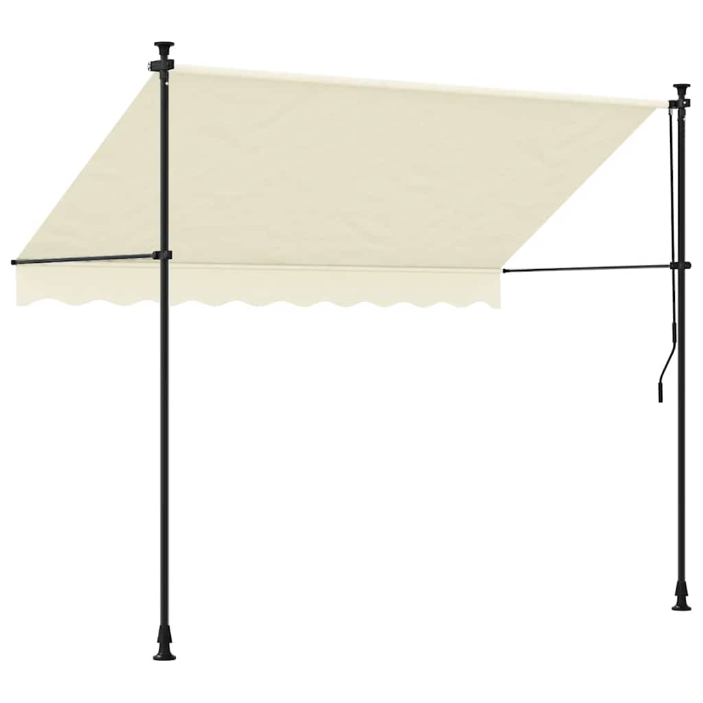 Uttrekkbar markise kremhvit 300x150 cm stoff og stål