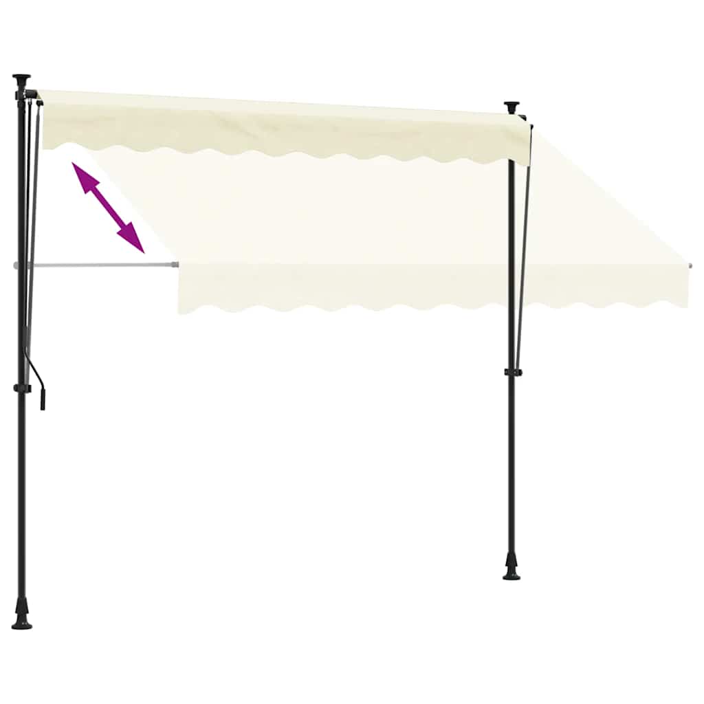 Uttrekkbar markise kremhvit 300x150 cm stoff og stål