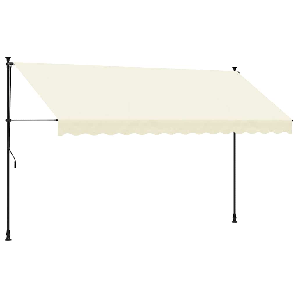 Uttrekkbar markise kremhvit 350x150 cm stoff og stål