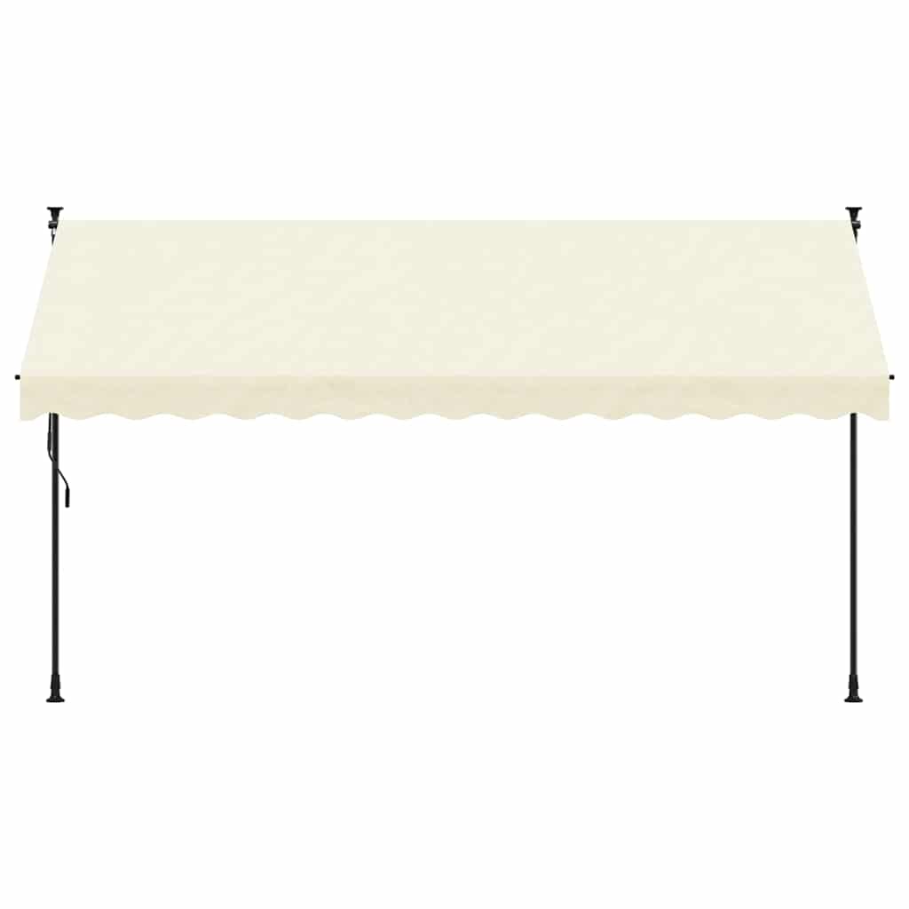 Uttrekkbar markise kremhvit 350x150 cm stoff og stål